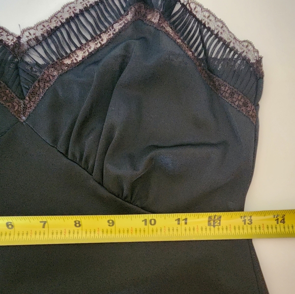Vintage Evette Sexy Slip With Brown Lace - Picture 4 of 9